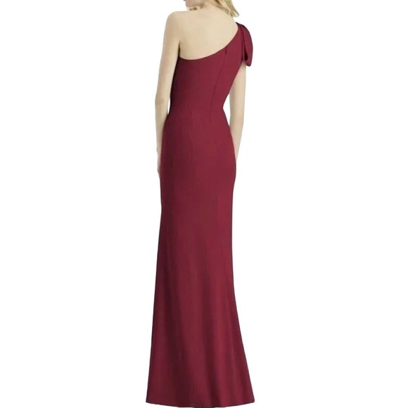 After Six Bow One Shoulder Gown Trumpet Dress Burgundy Size 18 Style 6769 - Picture 2 of 8